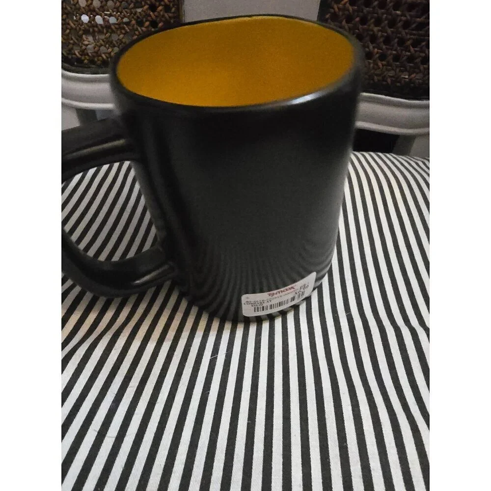 NWT Rae Dunn Artisan Halloween Trick or Treat Mug Yellow Interior Farmhouse